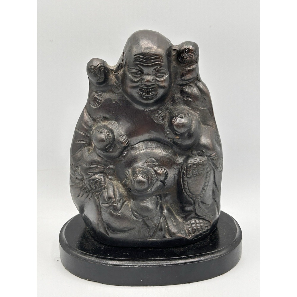 6.5" Cast Bronze Happy Family Budha Buddha Prosperity